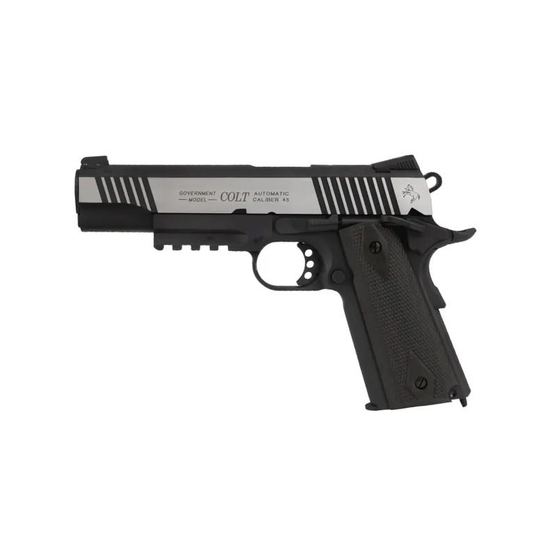 Colt 1911 Rail Gun GBB CO2 - Noir & Silver - Cybergun / KWC